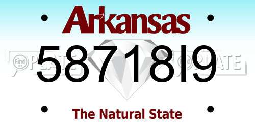 58718I9 Arkansas License Plate
