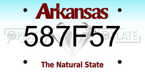 587F57 Arkansas License Plate