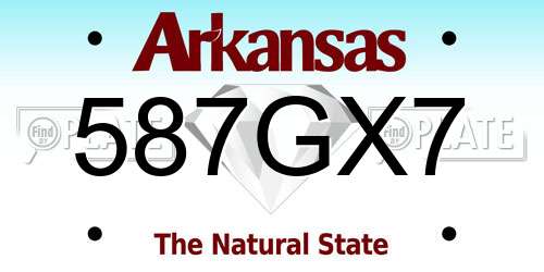 587GX7 Arkansas License Plate