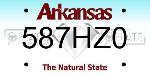 587HZ0 Arkansas License Plate
