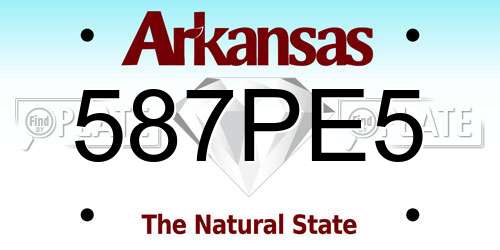 587PE5 Arkansas License Plate