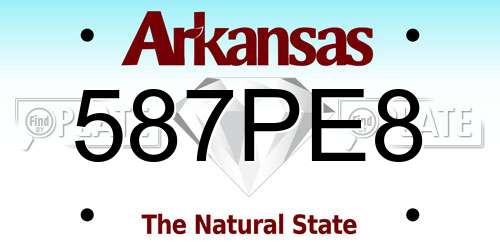 587PE8 Arkansas License Plate