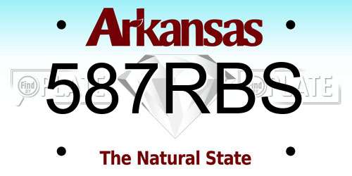 587RBS Arkansas License Plate