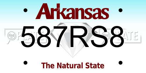 587RS8 Arkansas License Plate