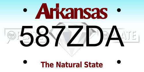 587ZDA Arkansas License Plate