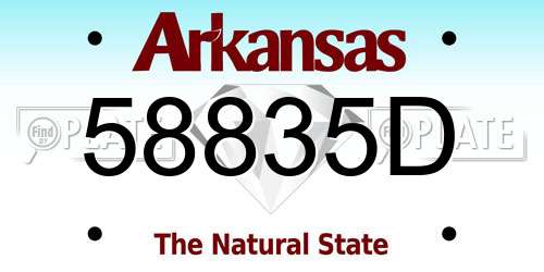58835D Arkansas License Plate