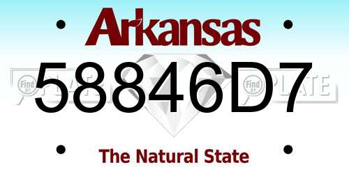 58846D7 Arkansas License Plate