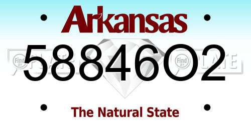 58846O2 Arkansas License Plate