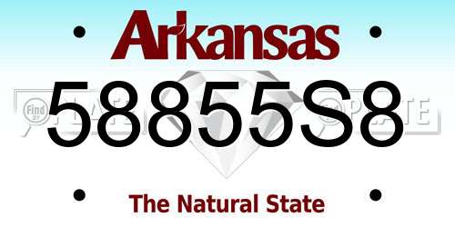 58855S8 Arkansas License Plate
