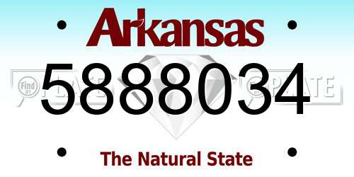 5888034 Arkansas License Plate