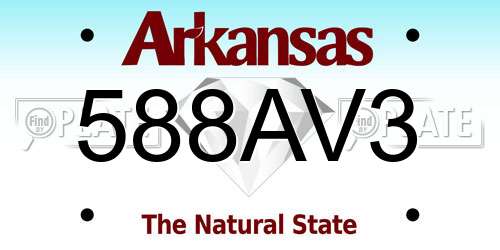 588AV3 Arkansas License Plate
