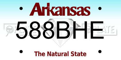 588BHE Arkansas License Plate