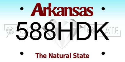 588HDK Arkansas License Plate