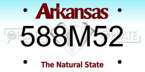 588M52 Arkansas License Plate