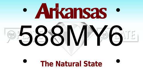 588MY6 Arkansas License Plate