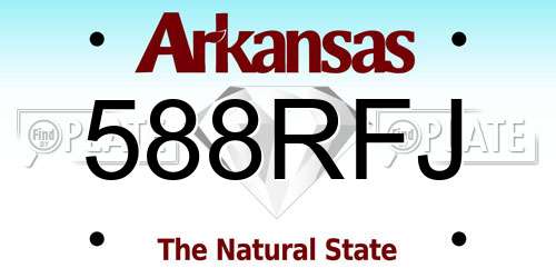 588RFJ Arkansas License Plate