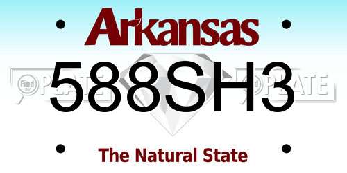 588SH3 Arkansas License Plate