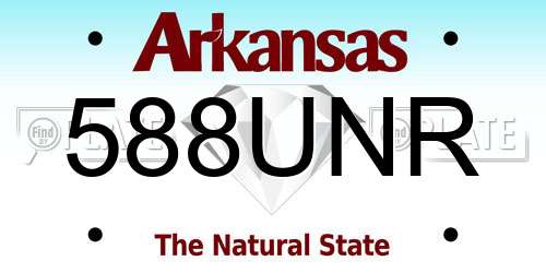 588UNR Arkansas License Plate