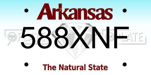 588XNF Arkansas License Plate
