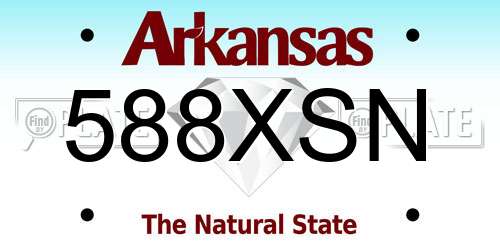 588XSN Arkansas License Plate