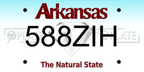 588ZIH Arkansas License Plate