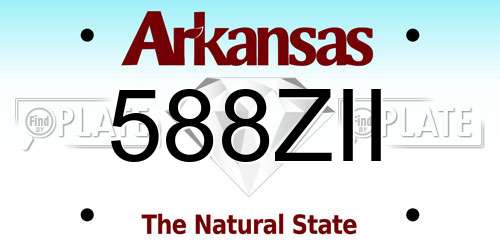 588ZII Arkansas License Plate