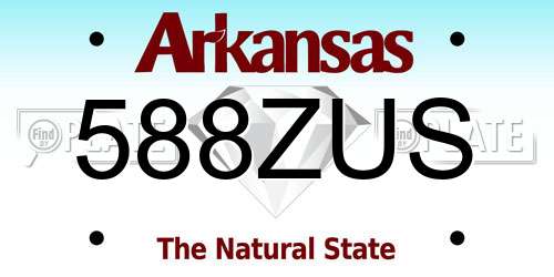 588ZUS Arkansas License Plate
