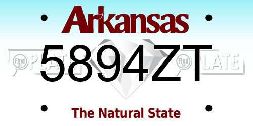 5894ZT Arkansas License Plate