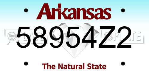 58954Z2 Arkansas License Plate