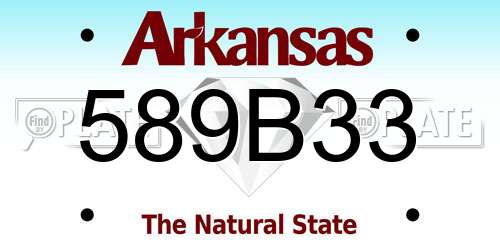 589B33 Arkansas License Plate