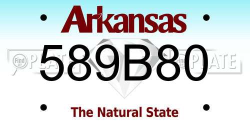 589B80 Arkansas License Plate
