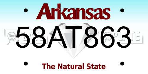58AT863 Arkansas License Plate