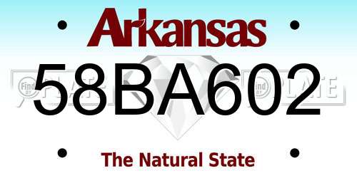 58BA602 Arkansas License Plate