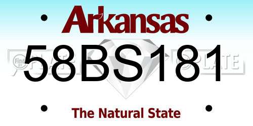 58BS181 Arkansas License Plate
