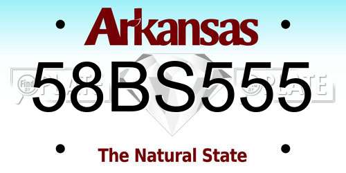 58BS555 Arkansas License Plate