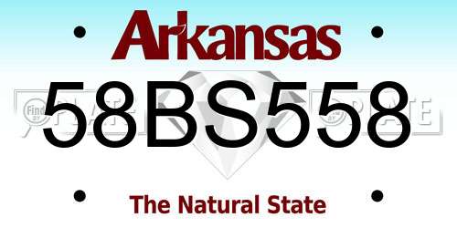 58BS558 Arkansas License Plate