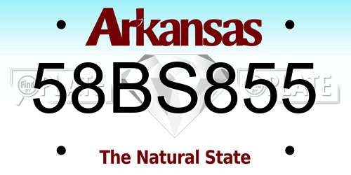 58BS855 Arkansas License Plate