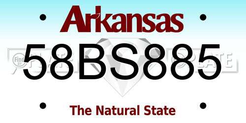 58BS885 Arkansas License Plate