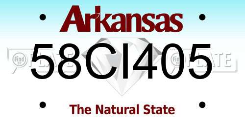 58CI405 Arkansas License Plate