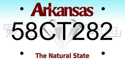 58CT282 Arkansas License Plate