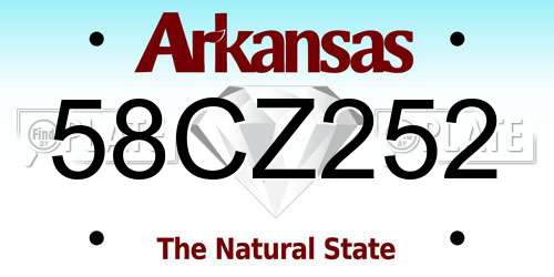 58CZ252 Arkansas License Plate