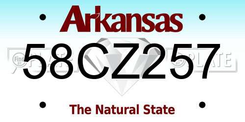 58CZ257 Arkansas License Plate