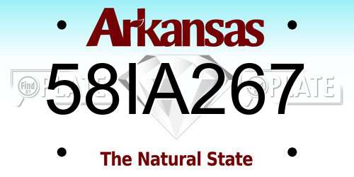 58IA267 Arkansas License Plate
