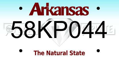 58KP044 Arkansas License Plate
