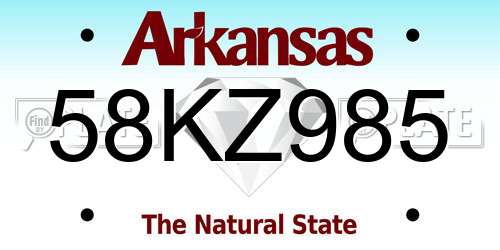 58KZ985 Arkansas License Plate