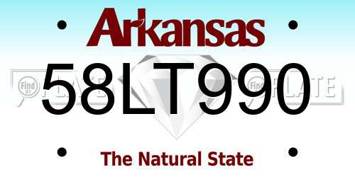 58LT990 Arkansas License Plate