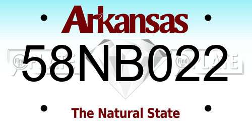 58NB022 Arkansas License Plate