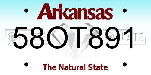58OT891 Arkansas License Plate