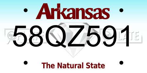 58QZ591 Arkansas License Plate
