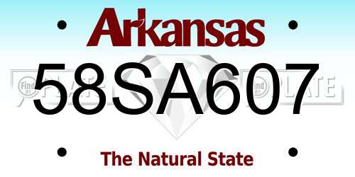 58SA607 Arkansas License Plate